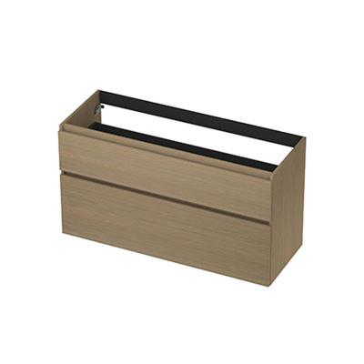 INK - Onderkast 2 Laden Greeploos met Houten Keerlijst A-symmetrisch - 1200x450x650 Mm - Olijf Eiken