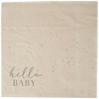 Geboorte Servetten Hello Baby Grijs/Creme - thumbnail