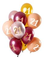Ballonnen 21 Jaar Roze Rood Goud Premium - 12 Stuks - thumbnail