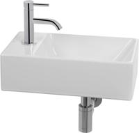 Ben Stelvio fonteinset met chromen kraan links glanzend wit keramiek - thumbnail