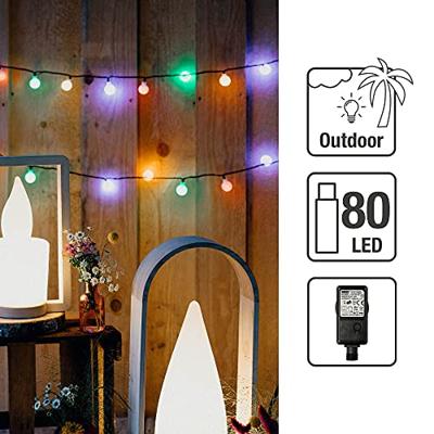 Hellum 576788 Motief lichtketting Kogel Buiten werkt op het lichtnet Aantal lampen 80 LED RGB Verlichte lengte: 7.9 m Timer