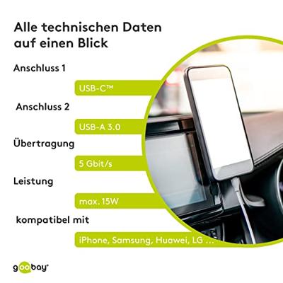 USB 3.2 GEN 1 (USB3.0) Aansluitkabel - USB-C naar USB-A - 5Gbit/s - USB adapter - OTG kabel - 0.5m - Zwart
