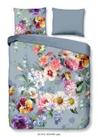 Descanso Dekbedovertrek "bloemen" - Grijs - (140x200/220 cm) - Biologisch Katoen satijn - thumbnail