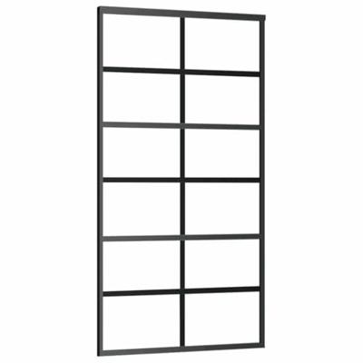 Schuifdeur met beslagset 102x205 cm ESG glas zwart