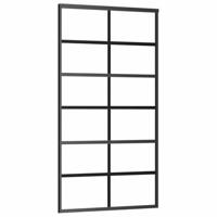 Schuifdeur met beslagset 102x205 cm ESG glas zwart - thumbnail