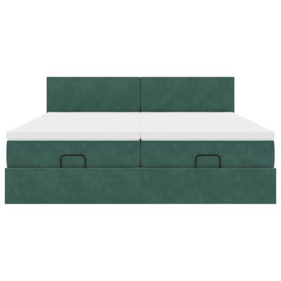 Ottoman bed met matrassen 160x200cm fluweel donkergroen