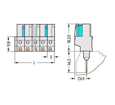 WAGO 722-136/005-000 Female behuizing (board) 722 Totaal aantal polen: 6 Rastermaat: 5 mm Inhoud: 50 stuk(s)