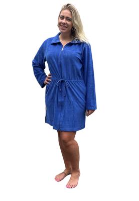 Zomer badjas met rits - kobaltblauw-m