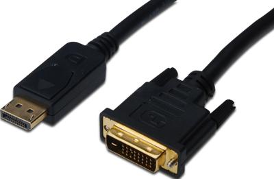 Digitus AK-340301-020-S DisplayPort-kabel DisplayPort / DVI Adapterkabel DisplayPort-stekker, DVI-D 24+1-polige stekker 2.00 m Zwart Schroefbaar