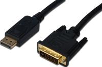 Digitus AK-340301-020-S DisplayPort-kabel DisplayPort / DVI Adapterkabel DisplayPort-stekker, DVI-D 24+1-polige stekker 2.00 m Zwart Schroefbaar - thumbnail