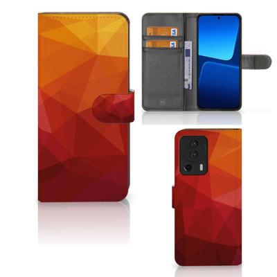 Book Case voor Xiaomi 13 Lite Polygon Red | Portemonnee hoesje Book Case voor Xiaomi 13 Lite Polygon Red | Portemonnee hoesje