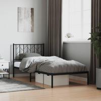 Bedframe met hoofdbord metaal zwart 90x200 cm - thumbnail