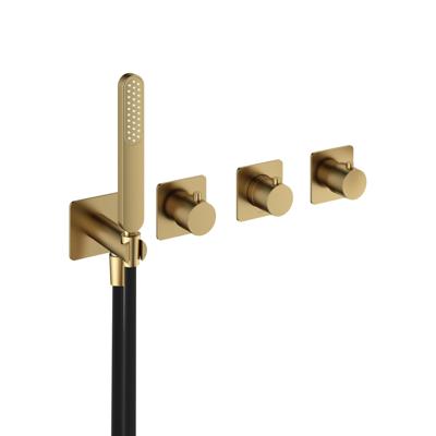 Hotbath Gal Afbouwdeel voor Inbouw bad/douche thermostaat 2 stopkranen zonder uitloop Geborsteld messing PVD GL7071EXTBBP