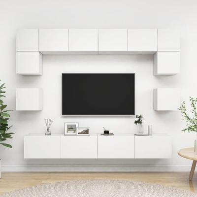 8-delige Tv-meubelset bewerkt hout wit