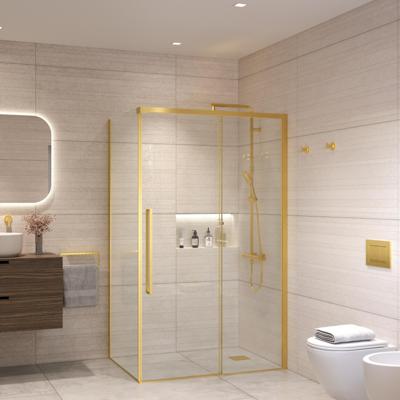 Douchecabine Sanivo Nova Soft Close Geborsteld Messing Goud Helder Glas (Alle Maten)