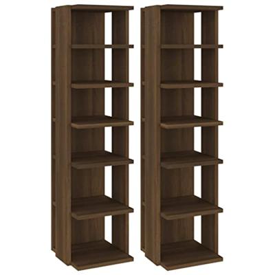 VidaXL Schoenenrekken 2 st 27,5x27x102 cm bewerkt hout bruineiken