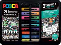 Uni Posca paintmarker Doodle Art, verschillende punten, metalen koffer van 20 stuks - thumbnail
