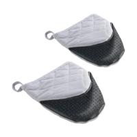 Metaltex katoenen ovenhandschoenen 14x14 cm grijs/wit 2 stuks - thumbnail