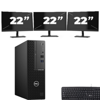 DELL OPTIPLEX 3080 SFF - Intel Core i7-10e Generatie - 8GB RAM - 256GB SSD - Windows 11 + 3x 22 inch Monitor - thumbnail