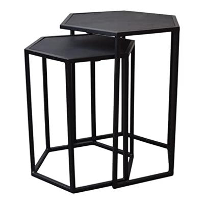 LOFT42 Salontafel set zeshoek - Zwart mangohout - Metaal