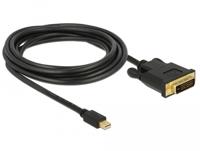 Delock 83990 DisplayPort-kabel Mini-displayport / DVI Aansluitkabel Mini DisplayPort-stekker, DVI-D 24+1-polige stekker 3 m Zwart Vergulde steekcontacten, - thumbnail