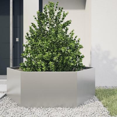 VidaXL Plantenbak zeshoek 138x120x45 cm roestvrijstaal VidaXL Plantenbak zeshoek 138x120x45 cm roestvrijstaal