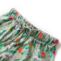 Kindershorts met trekkoord eenhoorn en plantenprint 140 lichtkaki - thumbnail