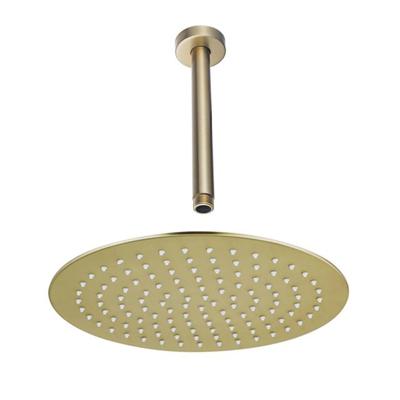 Fortifura Calvi Hoofddouche - 25cm - rond - plafondarm 20cm - Geborsteld Messing PVD (Goud) SW720555/SW720557