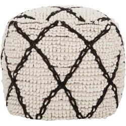 MUST Living Poef 'Princess' 40cm, kleur Wit / Zwart MUST Living Poef 'Princess' 40cm, kleur Wit / Zwart