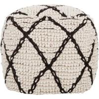 MUST Living Poef 'Princess' 40cm, kleur Wit / Zwart - thumbnail