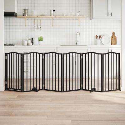 Hondenhek inklapbaar 6 panelen 300 cm populierenhout zwart