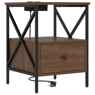 Nachtkastje met lade 2 pcs bruin eikenkleur 41,5 x 40,5 x 55 cm