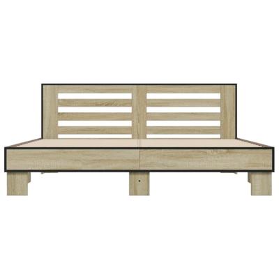 Bedframe bewerkt hout metaal sonoma eikenkleurig 200x200 cm
