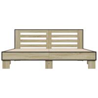 Bedframe bewerkt hout metaal sonoma eikenkleurig 200x200 cm - thumbnail