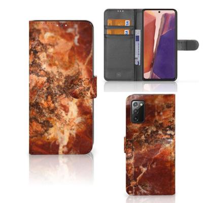 Samsung Galaxy Note 20 | Bookcase | Marmer Bruin Samsung Galaxy Note 20 | Bookcase | Marmer Bruin