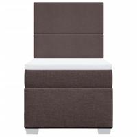Boxspring met matras stof donkerbruin 140x200 cm - thumbnail
