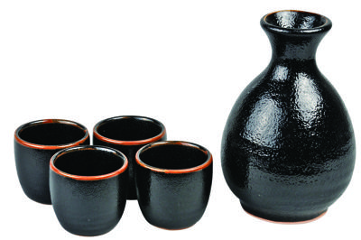 Japanse Sake Set Zwart/Oranje Yuzu - 250ml - 4.2 x 13cm