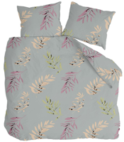 Byrklund Be Leaves dekbedovertrek - 1-persoons (140x200/220 cm + 1 sloop) - Katoen - Grijs - thumbnail