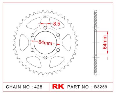 RK Chain wheel 428 53z steel silver