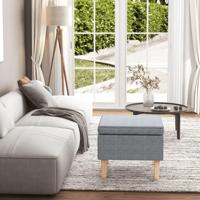 Kruk met houten poten stof lichtgrijs - thumbnail