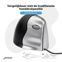 Evoluent VerticalMouse 3 Ergonomische muis USB Optisch Zwart, Zilver 5 Toetsen 2600 dpi Ergonomisch - thumbnail