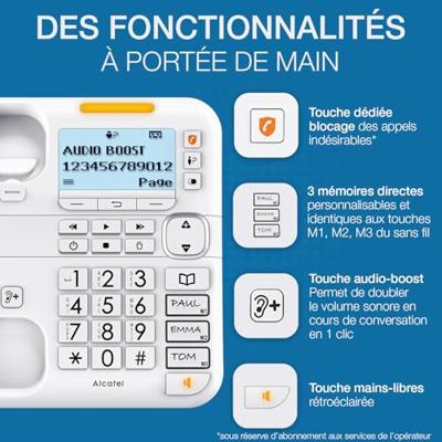 Draadloze telefoon Alcatel XL785 Wit