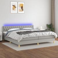 Boxspring met matras en LED stof lichtgrijs 200x200 cm - thumbnail