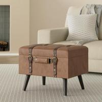 Opbergkruk 40 cm kunstleer bruin - thumbnail