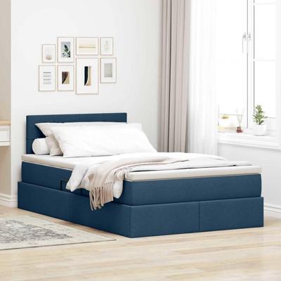 Opbergbed met matras met matras Blauw 120 x 200 cm Bewerkt hout