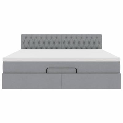 Ottoman bed met matras 180x200cm stof lichtgrijs