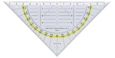 Geodriehoek Aristo 1552 160mm transparant met gele rand