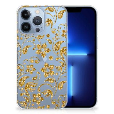 Apple iPhone 13 Pro | TPU Case | Gouden Bloemen Apple iPhone 13 Pro | TPU Case | Gouden Bloemen