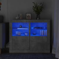 Bijzetkastjes met LED-verlichting 2 st bewerkt hout betongrijs - thumbnail