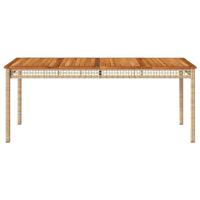 Tuintafel 180x90x75 cm poly rattan en acaciahout beige - thumbnail